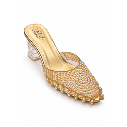 Celestial Pearl Embellished Transparent Block Heels
