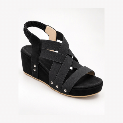 Criss-Cross Platform Wedges – Midnight Black