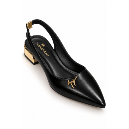 Black Slingback Court Shoes