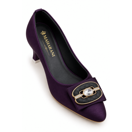 Elara Royal Plum Crystal Court Shoes