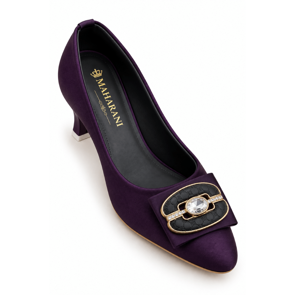 Elara Royal Plum Crystal Court Shoes