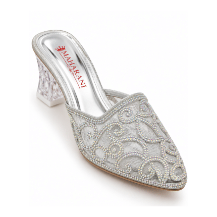 Seraphina Silver Crystal Bridal Mules