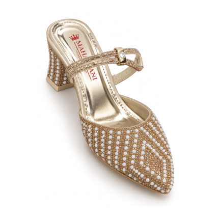 Gold Pearl Embellished Bridal Heels
