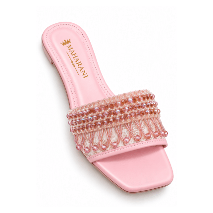 Zara Blush Pink Beaded Slides