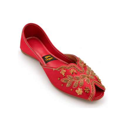 Embroidered Peep-Toe Khussa